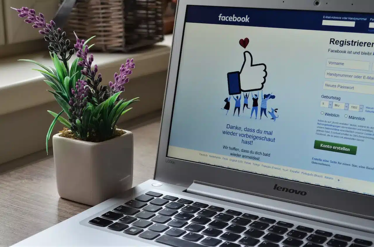 a laptop on facebook's home page