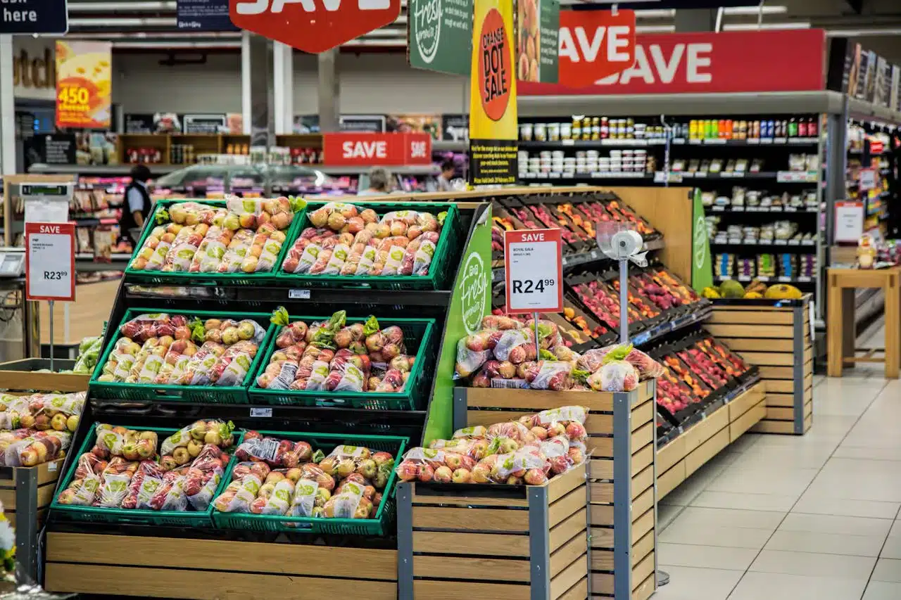 the produce section in a supermarket