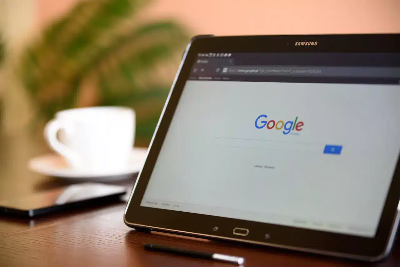 a tablet on google's home page